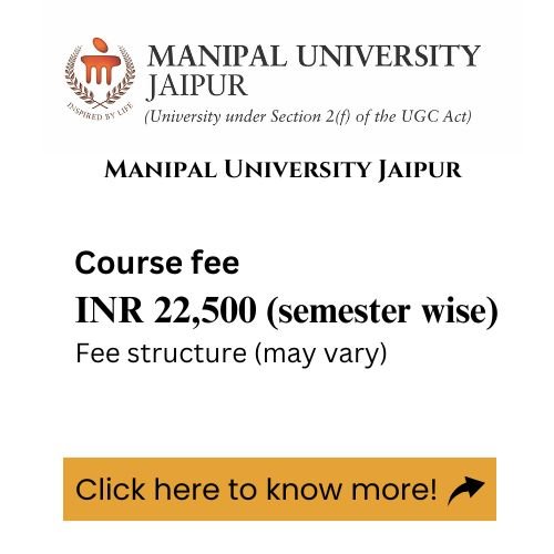 An advertisement for Manipal University jaipur BCA program, detailing the course fee.