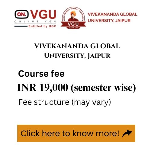 An advertisement for Vivekananda Global University's program, detailing the course fee.