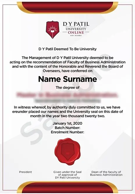 DY Patil mumbai Certificate